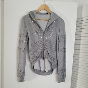 Christopher Kane Topshop Mirrored Grey Hoodie 2009 UK 6 US 2